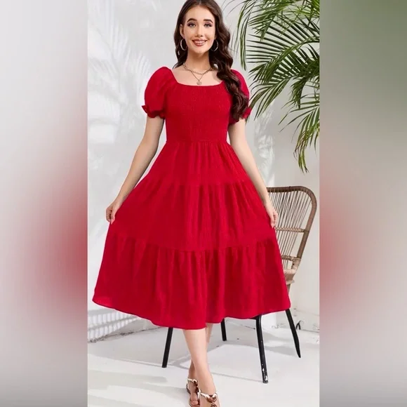 Elegant Red Summer Dress NWOT Size Small - Picture 1 of 4